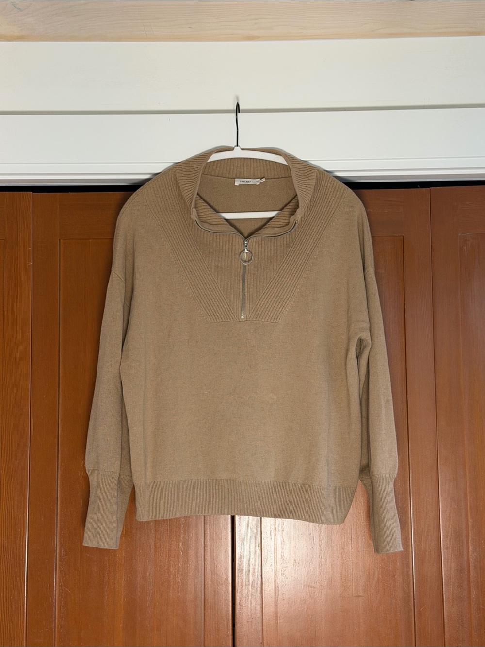 The Reset R Label Tan Cashmere Wool Blend Half Zip Pullover Sweater Size M